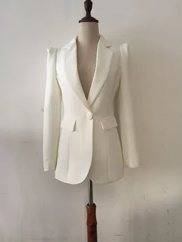 

Fashion 2019 Designer Black Blazer Jacket Women's Office Work Single Button Blazer Outwear Elegant Blazer