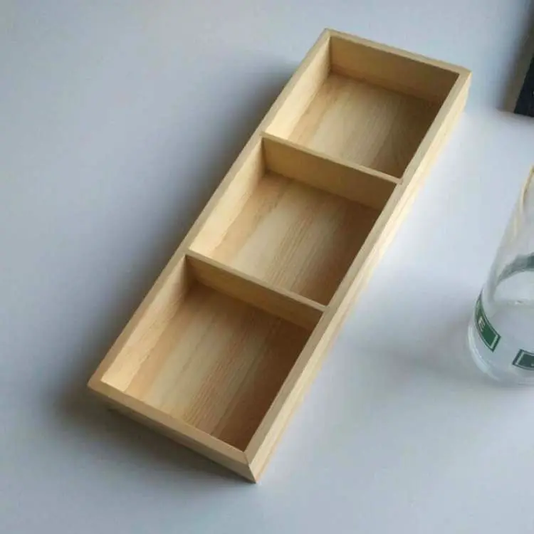 

3Grids Flower Pot Box Tray Wooden Succulent Plant Fleshy Flower Pot Box Tray Decorative Containers