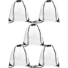 5 Pack Transparent Drawstring Bag Clear Cinch Bags Traveling Sport Bags