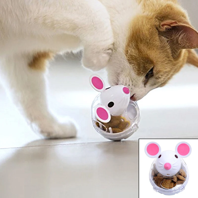 Pet cat dog tumbler автоматическое устройство для протекания в форме мультяшной мыши игрушка для кошек товары для домашних животных автоматические кормушки для кошек 40