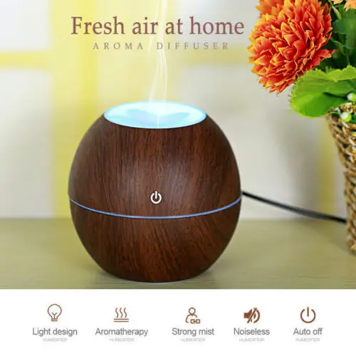 

2019 LED Wooden Incense Ultrasonic Aroma Humidifier Essential Oil Diffuser Aromatherapy Purifier