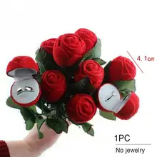 Подарок серьги сюрприз кольцо коробка стекаются ювелирные изделия филиал украшения День Святого Валентина обручение цветок красная роза