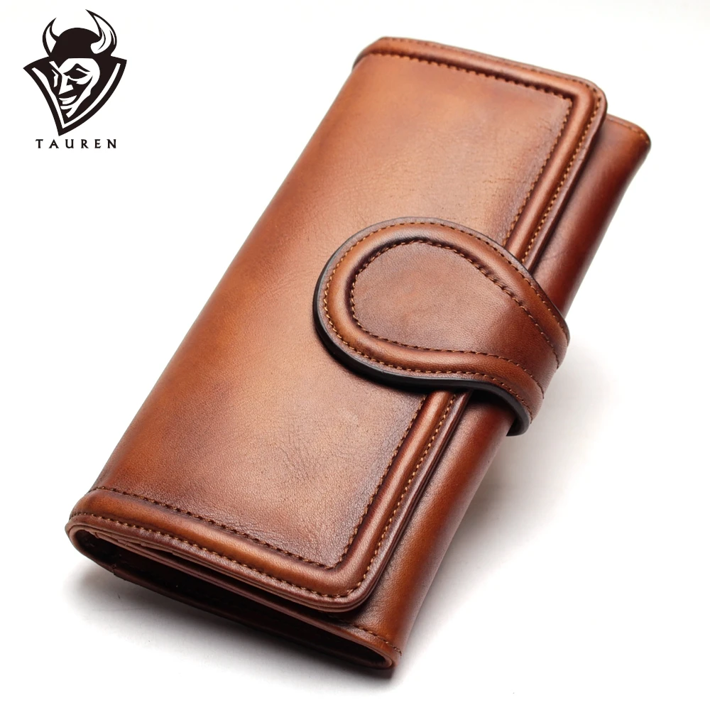 

Fashion Dip Dye Color Handmade Long Wallet Elegant Women Clutch Wallets Genuine Leather Vintage Clutch Bag For Women