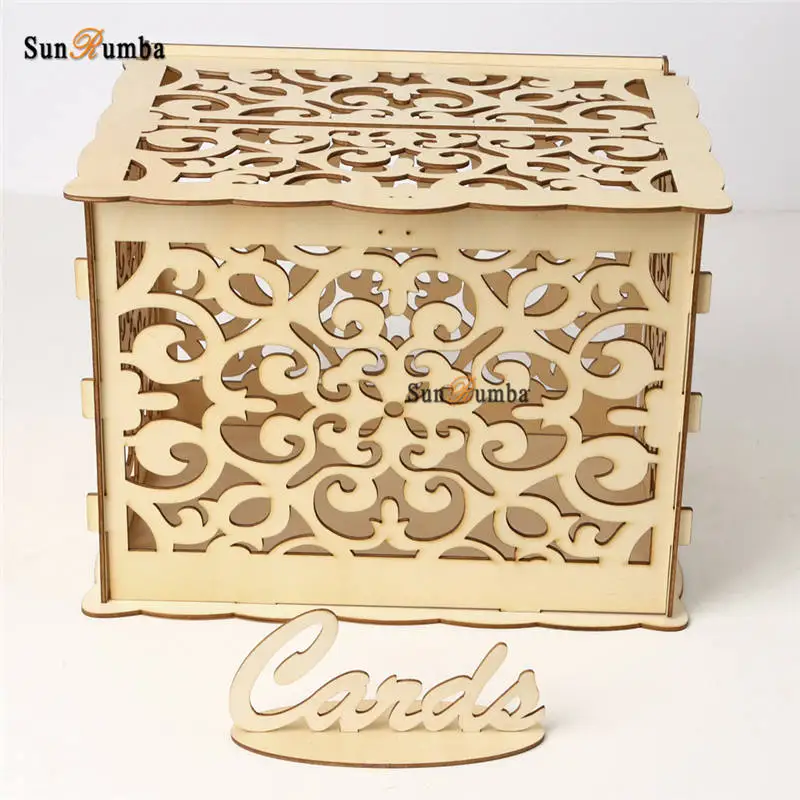 

DIY Vintage Wedding Table Decor Well Money Box Envelope Wood Wedding Card Box Holder Keepsake Boxes Gift Wooden Party Decoration