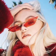 Женские трендовые крутые солнцезащитные очки "кошачий глаз", винтажные узкие солнцезащитные очки с металлической оправой, женские солнцезащитные очки с треугольными линзами, женские солнцезащитные очки