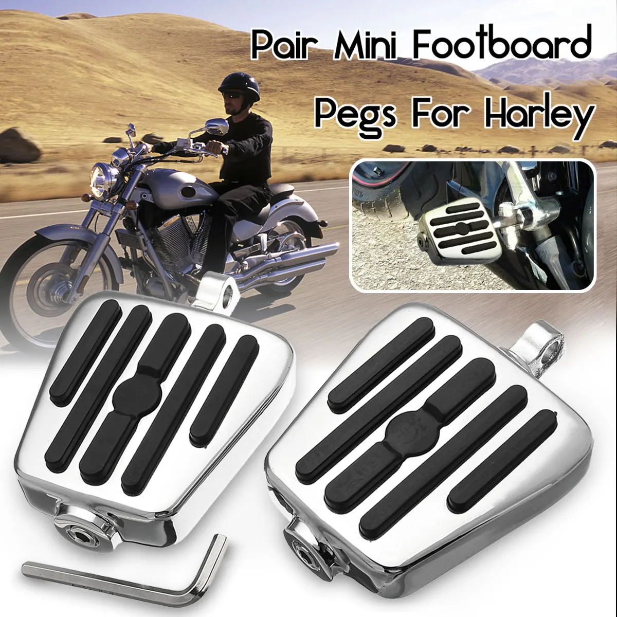 

1 Pair Male Mount Footboards Foot Board Pegs Chrome Male Mount Bracket Kits Foot Rests For Harley Davidson 50451-09