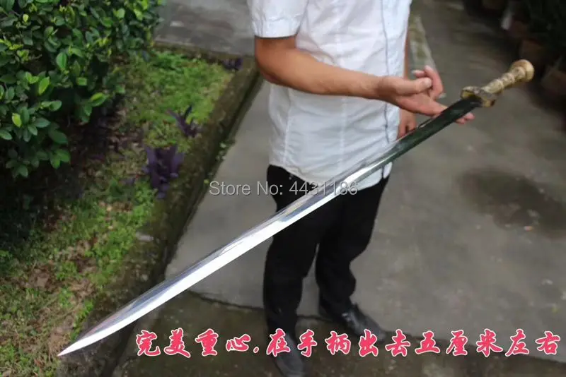 Латунная ручка династия Хань боевой меч Цзянь изогнутая сталь 8 боковое лезвие китайский фехтовальщик Косплей двойной край настоящие острые мечи