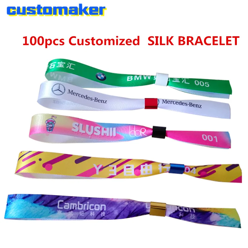 Custom ribbon satin wristband Feature holiday full color Printed Ribbon