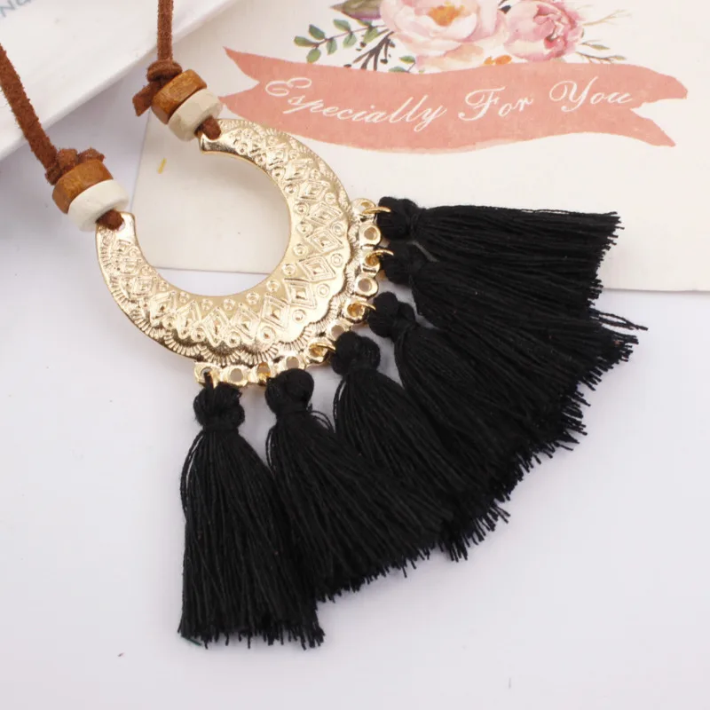 

Tassel Necklace For Women Big Ethnic Necklace Bohemia Long Choker Statement Necklace Boho Vintage Punk Fashion Jewelry S02