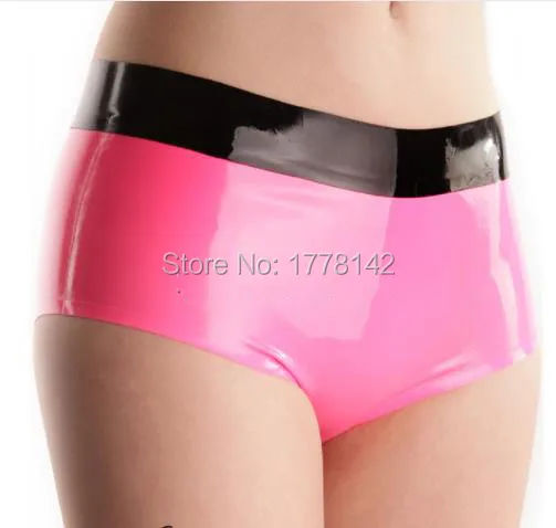 

PINK Latex Briefs With Trims On Top Rubber Boyshorts Underwears Panties Underpants