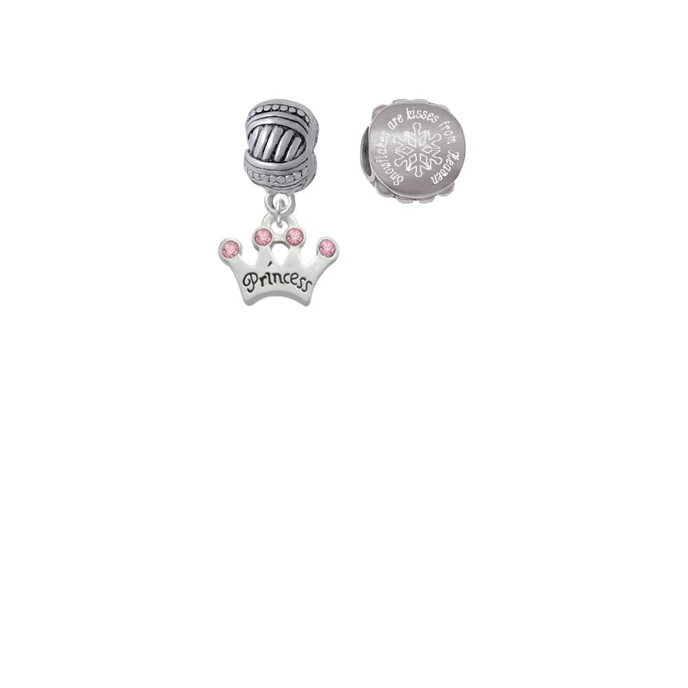 Silvertone Малый ''Princess'' корона с розовые кристаллы снежинки Поцелуи неба Шарм
