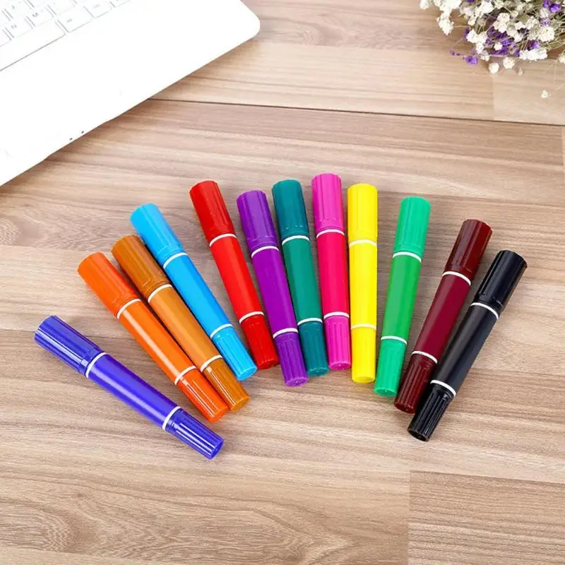 

12 Colors Pen Art Marker Drawing Set Colors Children Watercolor Pen Safe Non-toxic Graffiti Health Marker Pen