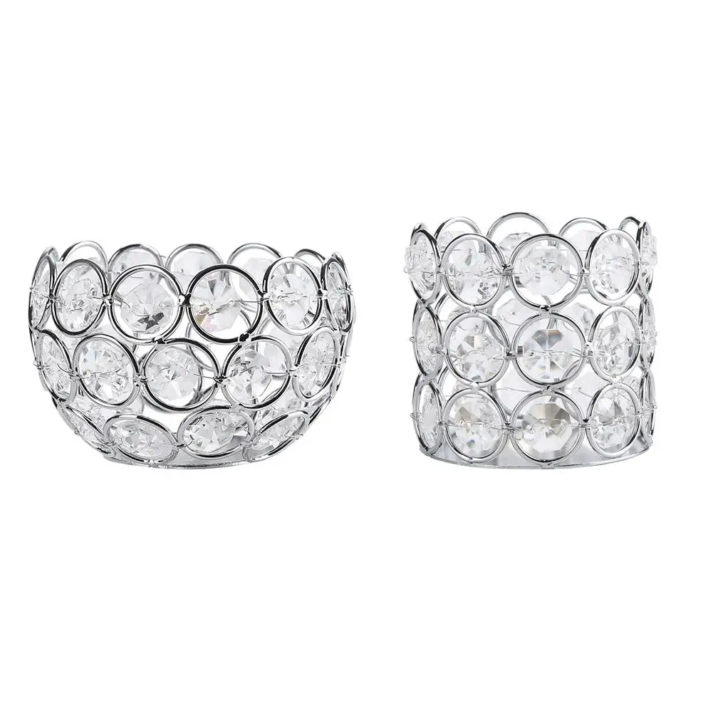 Brand New Silver Table Centerpiece Crystal Candle Holders Candlestick