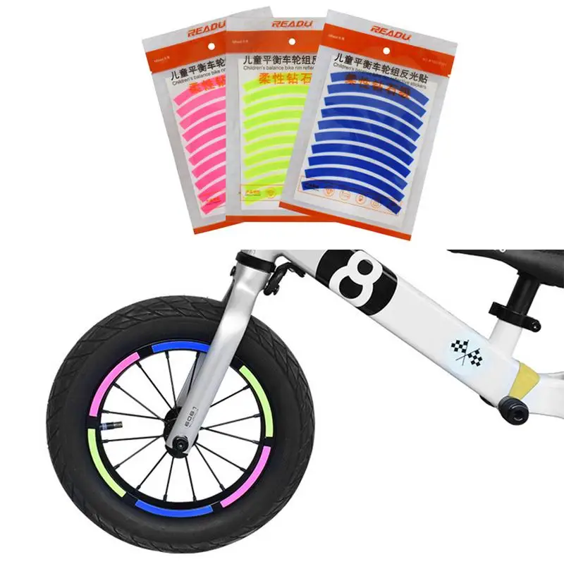 Bike Stickers Decals Reflective Strip Bicycle Tape Sticker Wheel Reflector Accessories Children Balance Bike Safety Strips