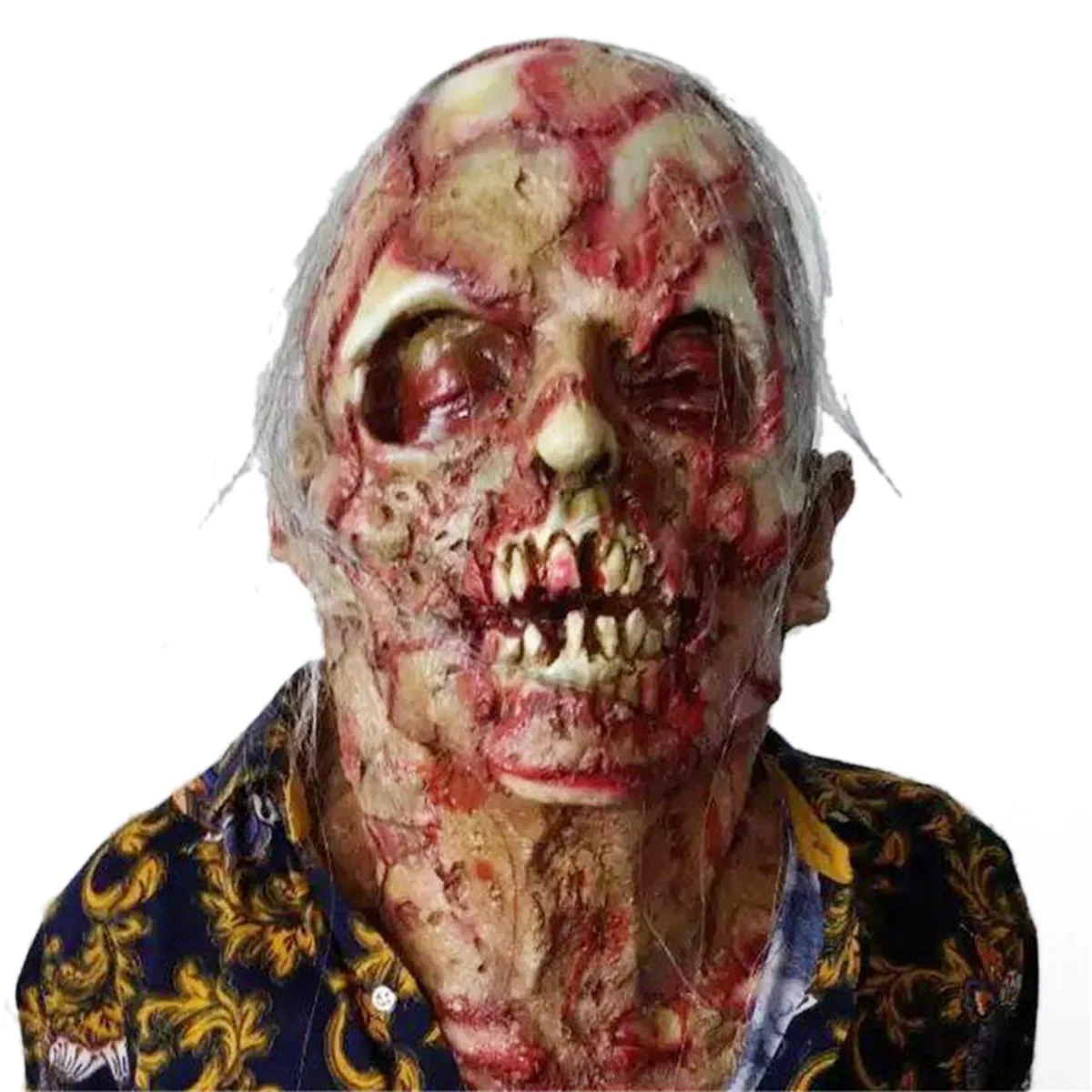 

Horror Rotten zombie devil skull cover Bloody Zombie Mask Melting Face Adult Latex Costume Halloween Scary Prop