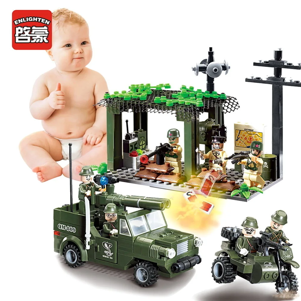 

Enlighten Children Toys Military Gifts Soldier War Truck Compatible Building block Military Assembled Building Blocks