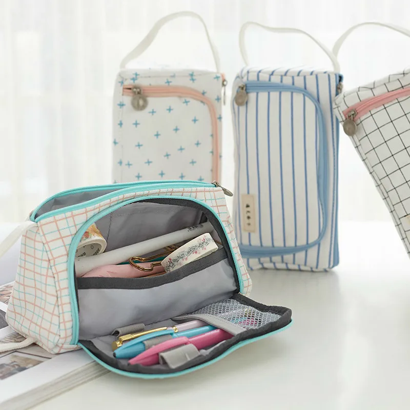 

Multifunction Big Volume Pencil Cases Canvas Pen Case Cute Stationery Storage Bag Kawaii Washing Cosmetic Bag Beauty Bag 05088