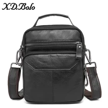 X. d. BOLO Sacos De Ombro para Homens Genuíno Mensageiro Saco de Couro Retro Bolsas Flap Punho-top dos homens com Zíper Interior bolso