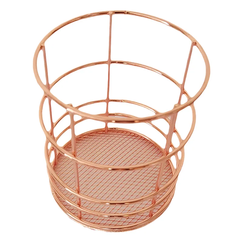 

JEYL Rose Gold Wire Net Pencil Holder Round Iron Mesh Pen Cup Stationery Organizer Desk Sorter For Office Home School
