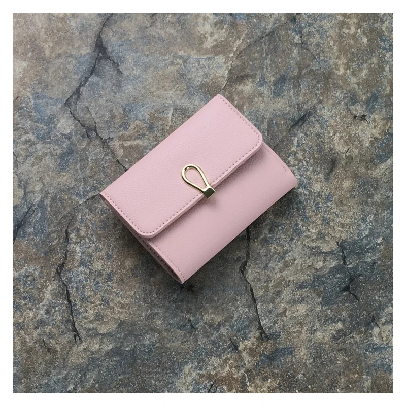 

Mini Small Purse Female Short Paragraph Tide Japanese And Korean Buckle Soft Wallet Fashion Wild Two Folding Card Packa