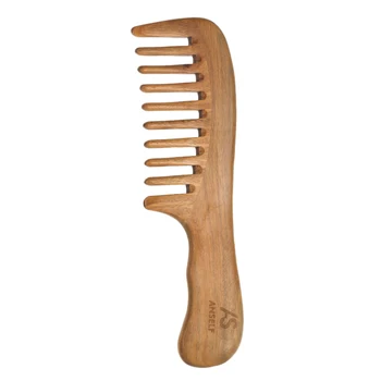 

1 Pc Anself Wooden Comb Scalp Massager Natural Green Sandalwood Handmade Wide Tooth Wooden Comb Massage Comb Hair Scalp Care