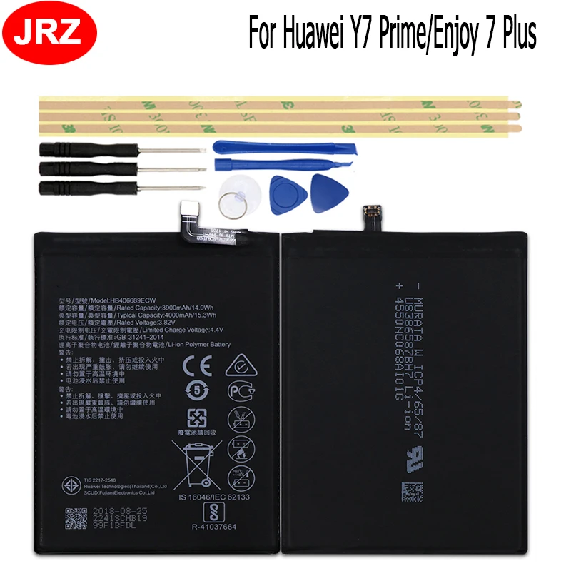 

HB406689ECW Battery For Huawei Y7 Prime TRT-L53 TL10A Y7 2017 TRT-LX1/LX2/LX23 Enjoy 7 Plus 4000mAh Hight Capacity Battery+Tools