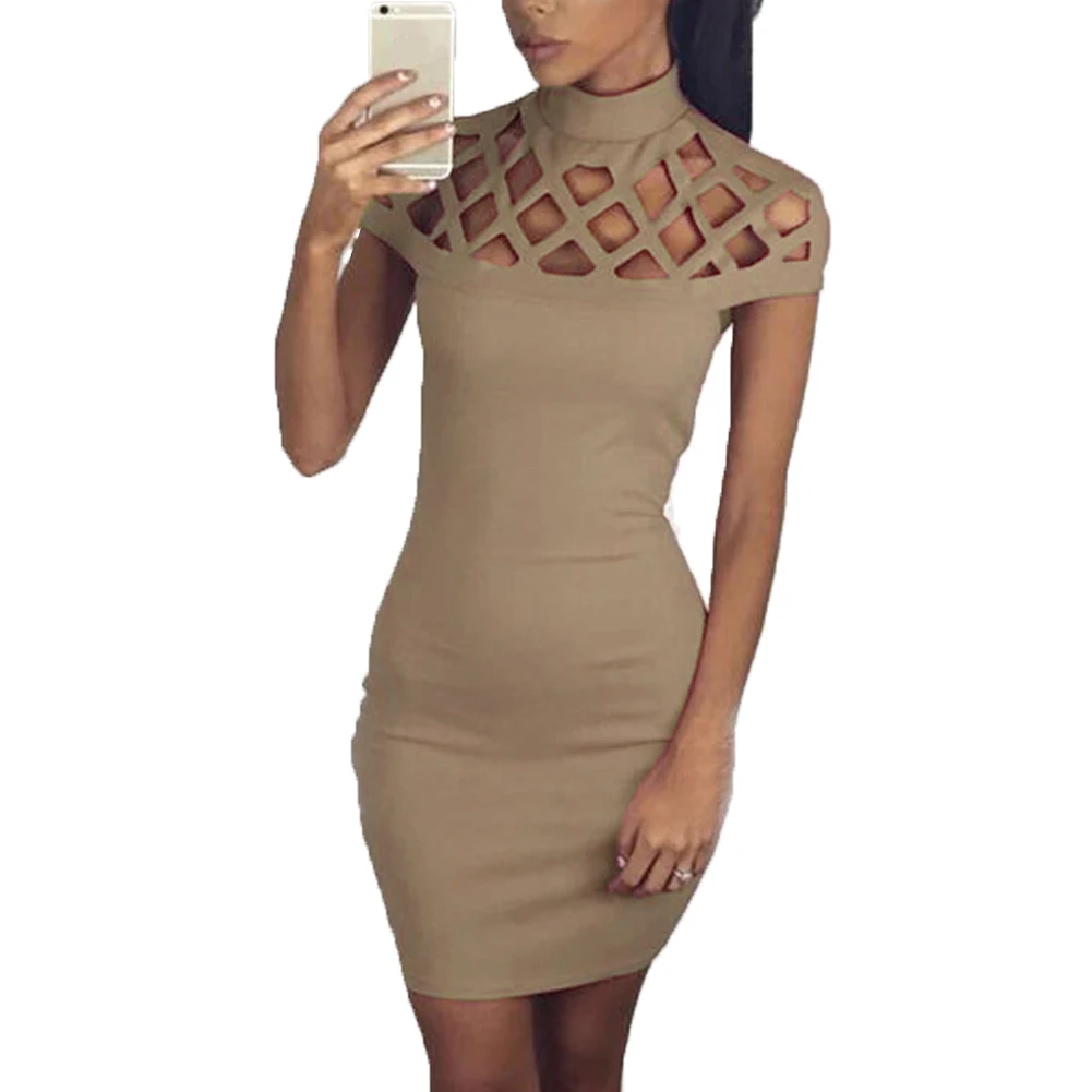 Hinmay женская без рукавов выдалбливают Вечерние Коктейль Мини Карандаш Bodycon