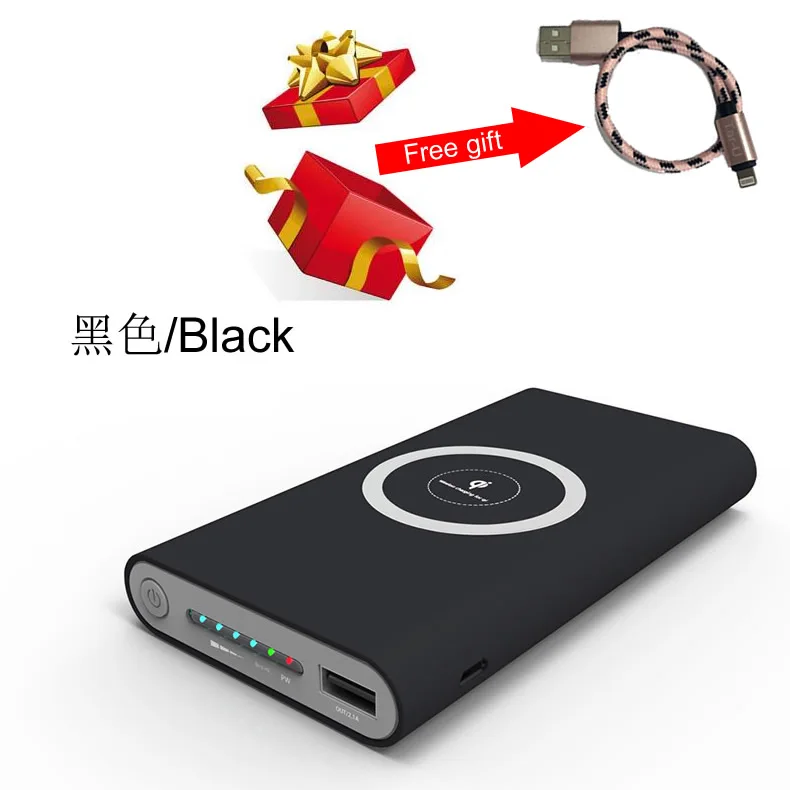 

100pcs/lot 10000mAh universal portable power bank, Qi wireless power bank Dual USB external battery for iPhone X/XR Samsung S9