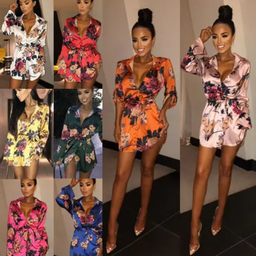 

Sexy Women Floral Sundress Evening Party Casual Club Short Mini Dress Club Robes
