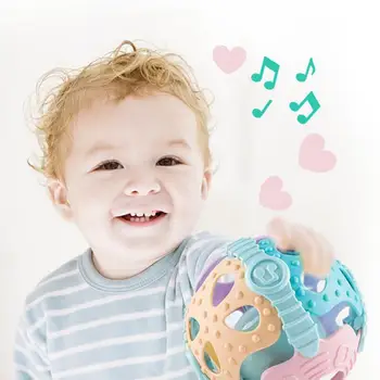 

Baby Teether Fitness Rattle Ball 0-2 Years Old Infants Educational Rattle Fitness Toy Ball Soft Teether Crawling Ball Toy