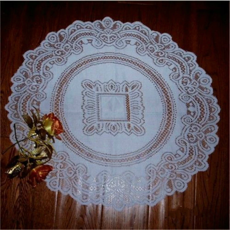 

Novel Circular Mesh Pattern Lace Round Tablecloth Transparent Christmas Party Wedding Tea Table Mat Decoration Mantel Nappe