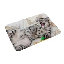 3D коврик для двери с принтом кошки и собаки, мягкий мини-коврик для кухни, противоскользящий ковер, коврик для ванной комнаты, 40*60 см