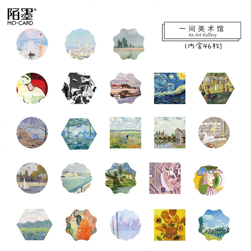 

46Pcs/pack Famous Art Works Memo Pad Diary Sticker Pack Posted It Kawaii Planner Scrapbooking Stationery Escolar School Supplies