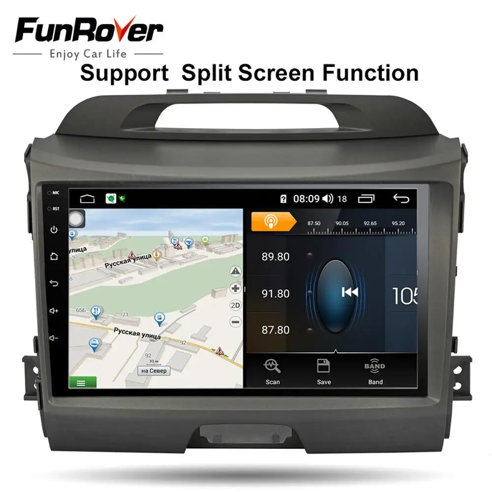 Perfect Funrover android 9.0 2 din car dvd multimedia player for Kia sportage 3 4 radio gps navigation accessories stereo DSP RDS 2.5D 1
