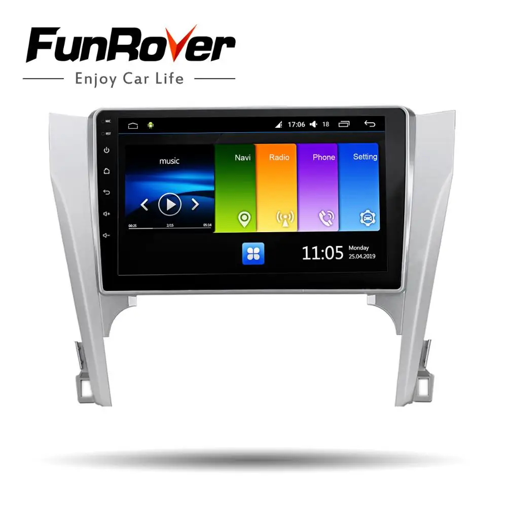 Best FUNROVER android 9.0 2.5D+IPS car dvd multimedia For Toyota Camry 50 2012-2014 radio gps navigation system navi stereo 2.5D DSP 2