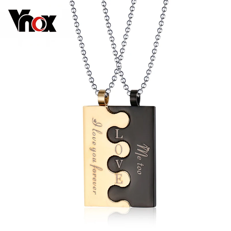 

Vnox 2pcs/sets Lock Couple Necklace Pendants Love Wedding Jewelry