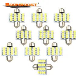 10 светодио дный шт. 12 В в 3528 мм 31 мм 16SMD Авто COB Клин упаковка свет светодио дный LED номерные знаки для мотоциклов Купол гирлянда двери свет