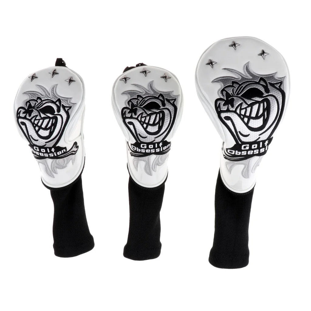 3Pcs/Lot Golf Club Headcovers #1 460cc Driver #3 #5 Fairway Wood Head Covers with Interchangeable No. Tag