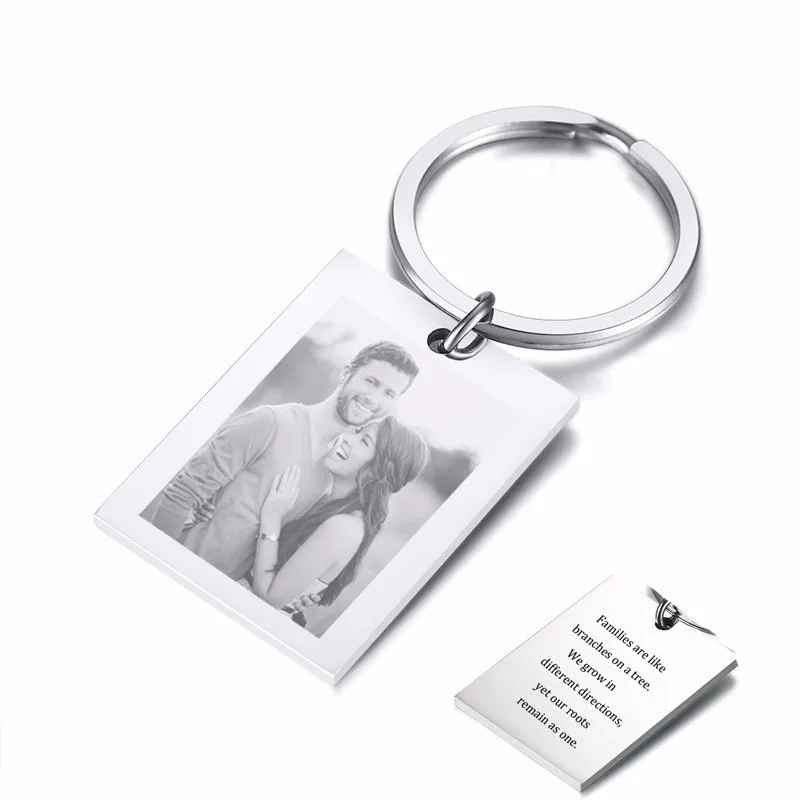 

Photo Engraved Key Chain Personalized Dog Tag Keychain Optional message on back Groom Husband Boyfriend Gift for Him