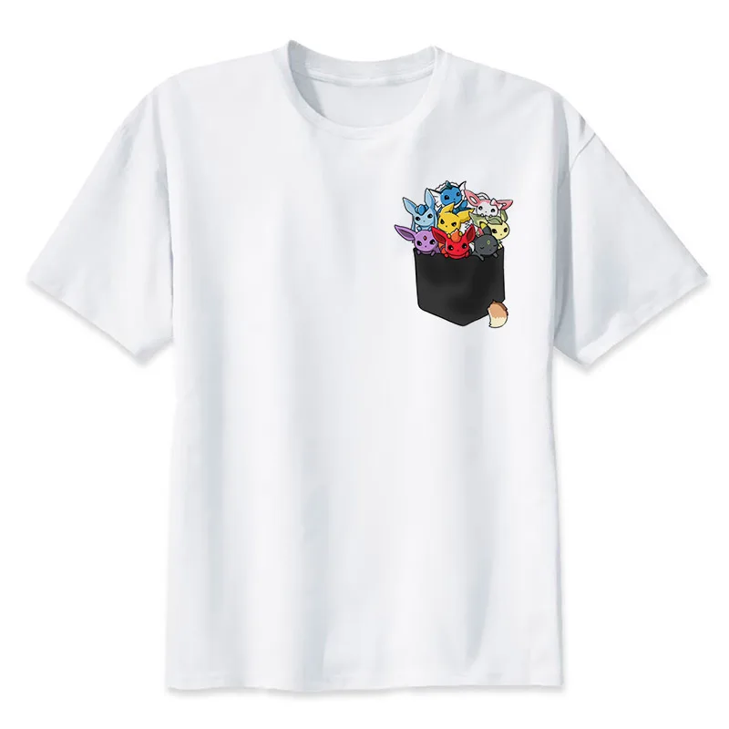Модные летние футболки с рисунком Покемон го Пикачу, мужские футболки с коротким рукавом и карманом из аниме, Мужская одежда, повседневные футболки, S-3XL