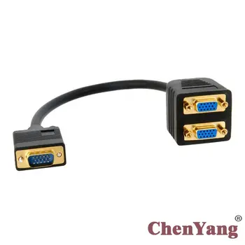 

10pcs/lot Black Male RGB VGA SVGA to 2 VGA HD 15 Female Splitter Adapter Extension Cable