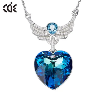 

CDE 925 Sterling Silver Necklace Embellished with crystals Heart Pendant Necklace Crystal Chain Necklace Collares