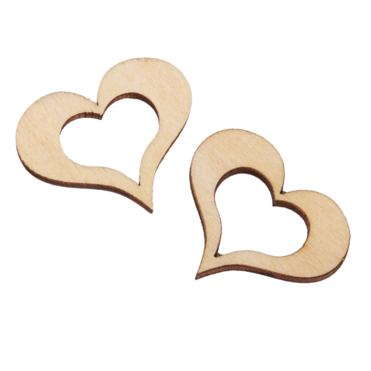 50 шт 30 мм Пустые полые деревянные украшения сердца ремесла(деревянный цвет