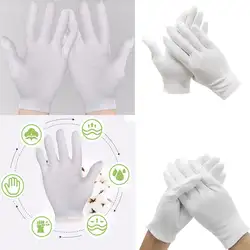 6 пар/лот белый инспекции хлопчатобумажные рабочие перчатки Jewelry легкий Высокое качество Высокие эластичные перчатки варежки