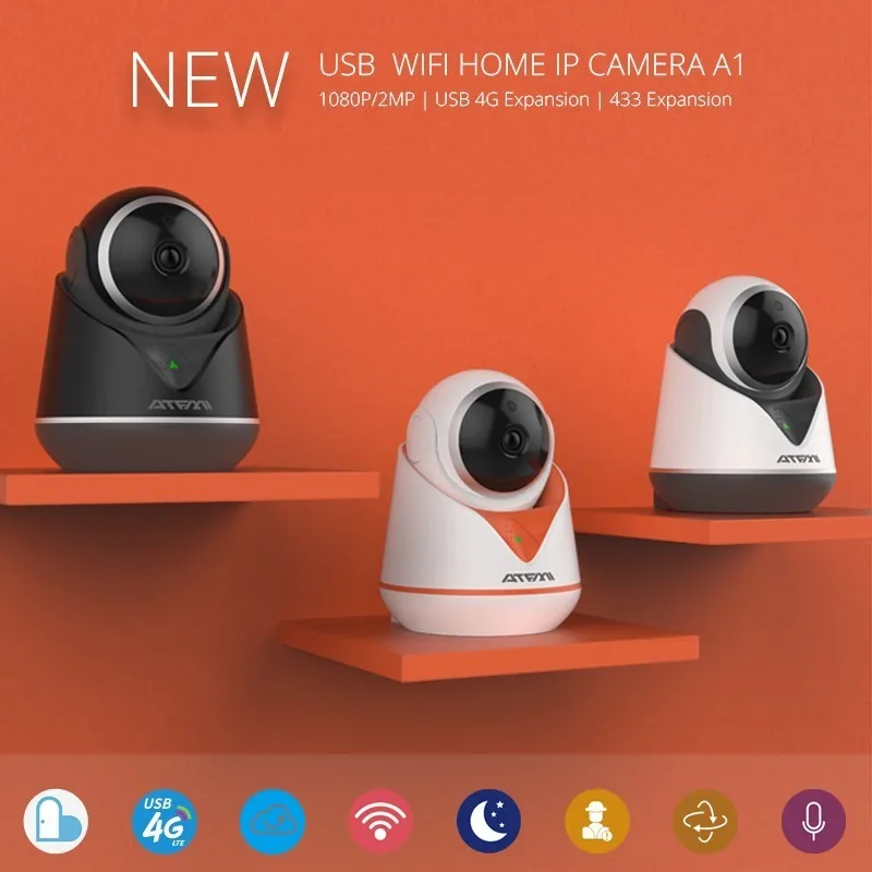 

ATFMI 2MP Wireless IP Camera Wi Fi Home Security Surveillance Camera 3.6mm Lens Wide Angle Indoor Camera Support 433 Expansion