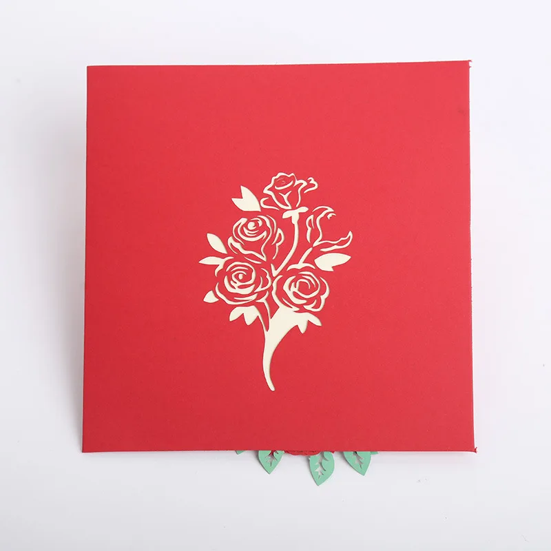  Rose 3D Pop UP Greeting Cards Fantastic Flower Handmade Gift Card For Valentine's Day Birthday Anni - 32989997773