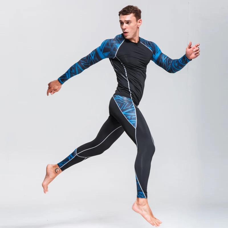 Компрессионные штаны для бега мужские спортивные футбола фитнеса термобелье