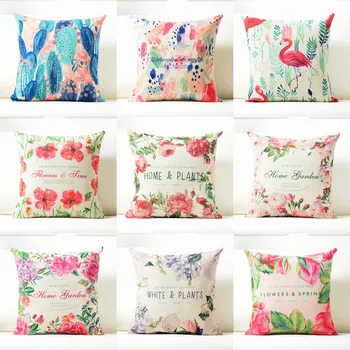

HGLEGYW Flower pattern Pillow Case Throw Pillowcase Cotton Linen Printed Pillow Covers For Office Home Textile