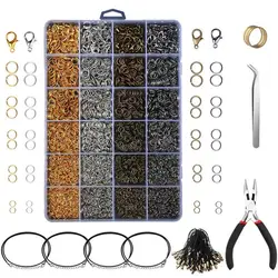 3143 шт ювелирных изделий Starter Kit с открытые Колечки застежка-краб, клещи Black Waxed Цепочки и ожерелья C