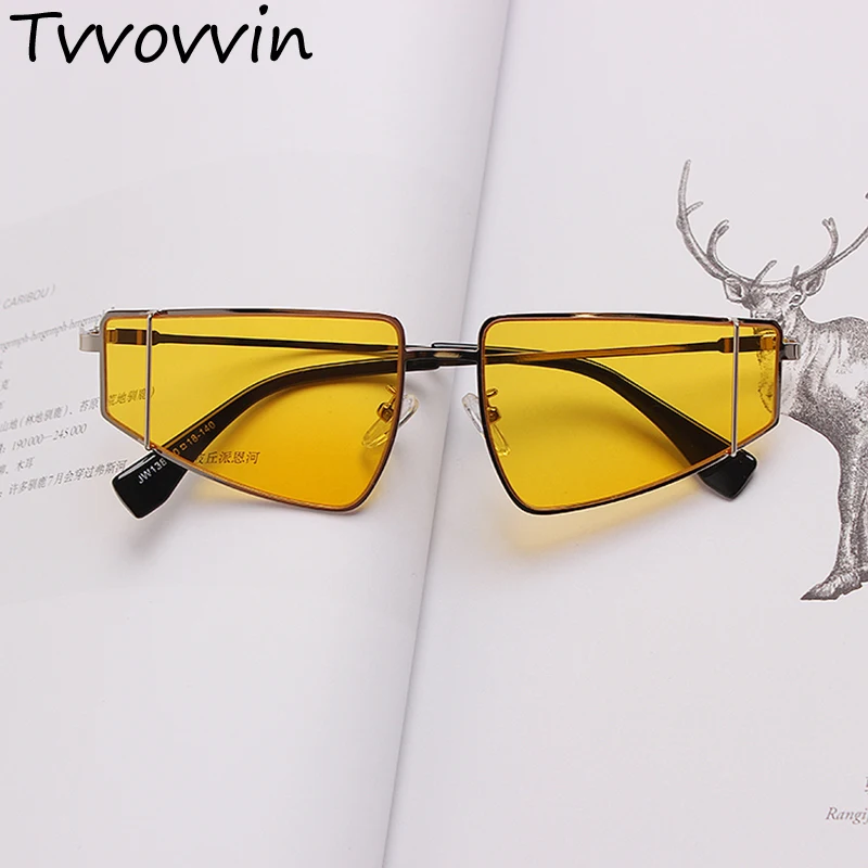 

TVVOVVIN 2019 New Spring Summer Trendy 5 Colors Yellow Split Joint Cool Personality Glasses Women Fashion Tide All-match AS513